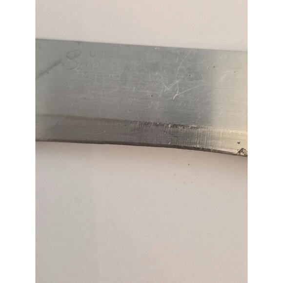 Vintage Utica Super Edge Butcher Knife  Stainless Steel Blade Wood Handle - Picture 3 of 5